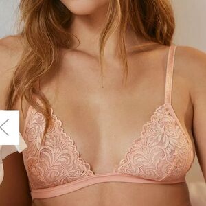 Mucci Ferrara Sheer Lace Triangle Bralette in Rose Size XS